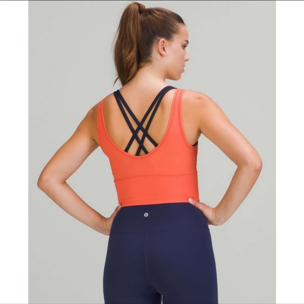 Lululemon Power Pivot Ribbed Tank Top Warm Coral Red Orange 4